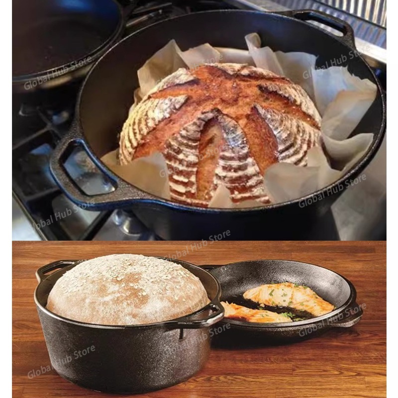 2 in 1 Cast Iron Dutch Oven wi - Camp Dutch Oven Cast review and price